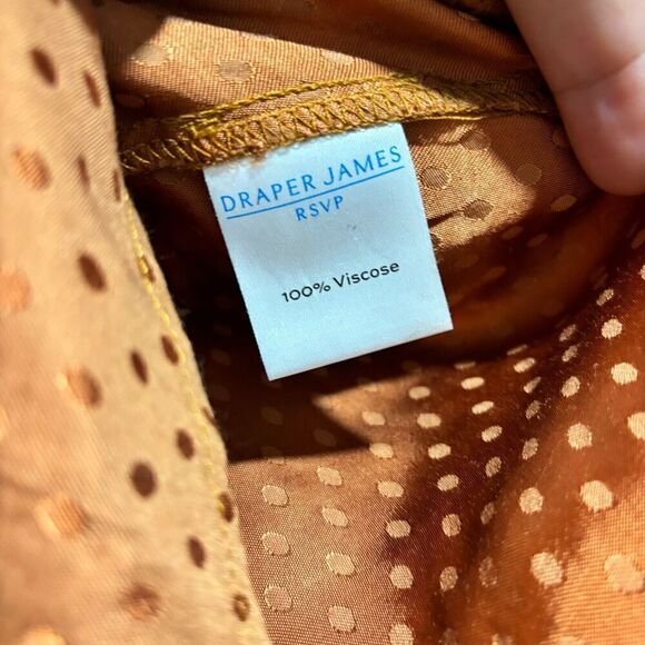 Draper James RSVP Womens Blouse Top Brown S Polka Dot V Neck 3/4 Puff Sleeve - Picture 4 of 7